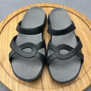 Crocs Meleen Twist Sandals Women's Size 7 Black Slip On Comfort Open Toe